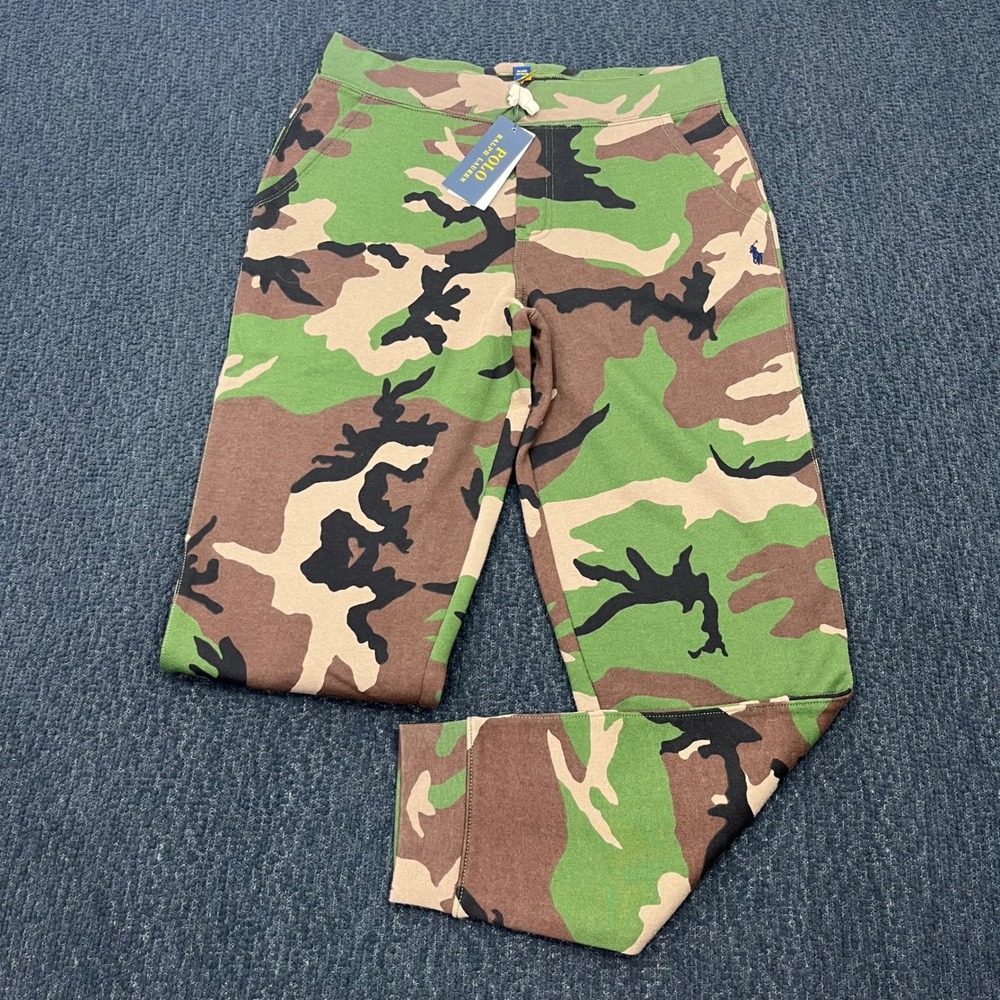 Polo Ralph Lauren Boys XL 18-20 Camo Fleece Jogger Pants Green 323832973002